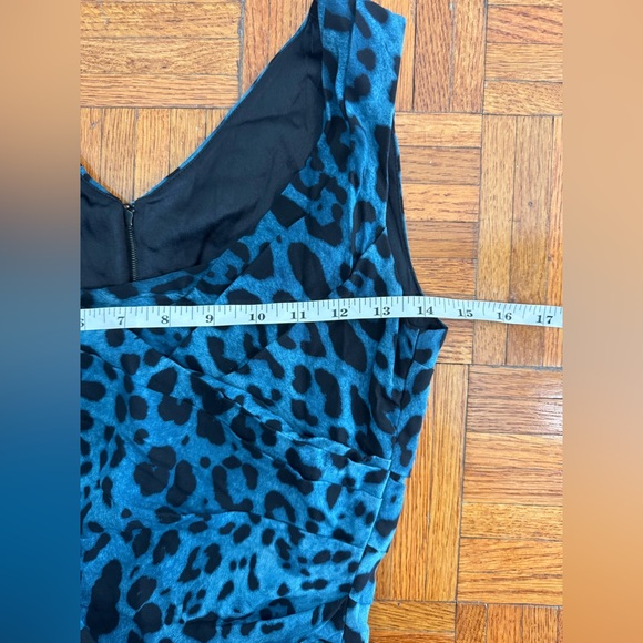D&G Dolce & Gabbana Silk Teal & Black LEOPARD Print Knee Length Pencil Dress - Picture 7 of 15